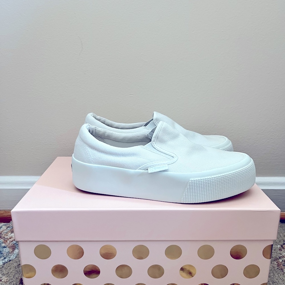 Platform style, SUPERGA brand, used only once, white color, size 36.5 (7)